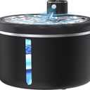 Cat Water Fountain Cordless, 108oz/3L Pet Fountains for Cats Indoor with Stainless Steel Tray, Battery Operated Cat Drinking Fountain with Motion Sensor, Ultra Quiet Pump with 2 Filters (Black)