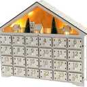 NASSMOSSE Wooden Advent Calendar with 24 Drawers and LED Lights Reusable Empty Advent Calendar to Fill Yourself DIY Christmas Calendar Unique for Christmas Decorations Gift No Battery 16"by12"