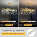 Modern Rectangle Crystal Tree Branch Chandelier, L40'' Large Gold Linear Raindrop Indoor Hanging Pendant Light Fixture for Kitchen Island Foyer Living Room Dining Room 10 Lights