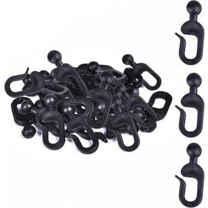 Plastic Hooks for Gazebo Curtains, Black, 36 Pcs | 36 black plastic hooks, for gazebo curtains, mosquito netting, outdoor canopy panels, replacement hanging accessories
