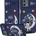 Funermei for Moto G 5G 2024 Case - Women Girls Cute Phone Cover Girly Pretty Aesthetic Astronaut Space Unique Design with Camera Cover and Ring Stand Funda for Motorola G 5G 2024