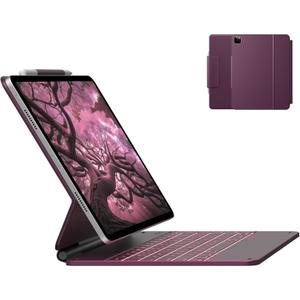 typecase Keyboard Case for iPad Air 13(M3 2025 / M2 2024) and iPad Pro 12.9 (6th, 5th, 4th, 3rd Gen),Magic Keyboard, Magnetic Keyboard Case with Multi-Touch Trackpad, 11 Colors Backlight,Raspberry