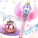 Skirfy Princess Wands for Little Girls, Magic Wand Toys for Girls with Spinning LEDs and Magic Sound, Great for Girls, Pink