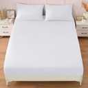 Homiest 3PCS Pure Cotton Fitted Sheet & Pillowcase Set, Queen Size, 400 Thread Count, Soft & Breathable, 15 Inch Deep Pocket, Luxury 5-Star Hotel Quality Cotton Sheets, White