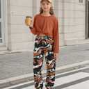 Girls 2 Piece Outfits Long Sleeve Twist Front Shirts and Camo Pants Sets for Fall Winter Sweatsuits Size 5-14Y (7-8 Years)