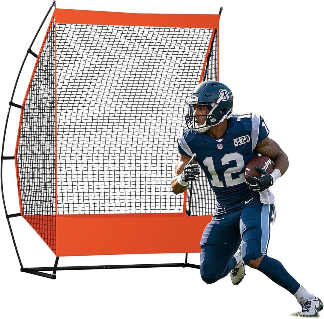 MR Football Kicking Net with Carrying Case, Multi-Skill Football Net for Pass, Punt, Kick and Snap Training, Portable and Easy to Setup Training Rugby Net w/Ball Return & Extra-Large Catch Pocket