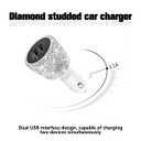 Ankuee Bling USB Car Charger, 3.1A Dual Port Crystal Rhinestone Vehicle Fast Charger Adapter, Diamond Automotive Interior Charging Plug Decor, Universal for Most Smartphones (Pink)