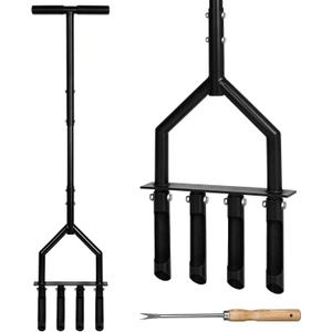 Laoaivena Manual Lawn Coring Aerator, 43" 4-Tine Plug Aerator for Lawn Care | Replaceable Tines | Anti-Clog Outlet Design | Easy Soil Plug Release | Comfortable Grip | Quick Maintenance