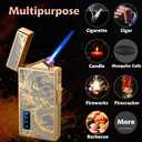 Torch Lighter, Dual Arc and Jet Flame - 2 in 1, USB Rechargeable with Battery Indicator, Refillable Windproof Plasma Lighter (No Butane) - Black