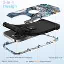 Case for iPhone 13 Pro Max Case,Marble Pattern 3 in 1 Heavy Duty Shockproof Full Body Women Men Hard PC Soft Silicone Rugged Bumper Drop Protective Case Cover for iPhone 13 Pro Max,Navy Blue