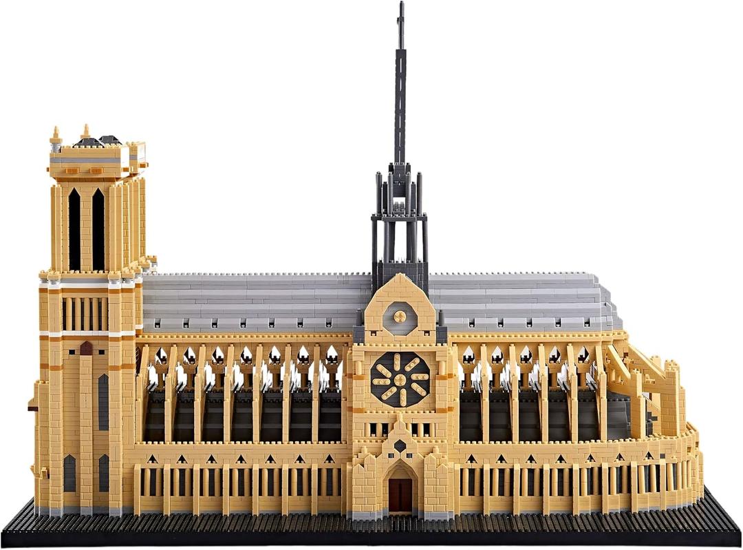 World Famous Architecture Micro Building Blocks Set Notre Dame De Paris 7380 PCS, Creative DIY Big Model Kit for Adults or Teens Ages of 14+