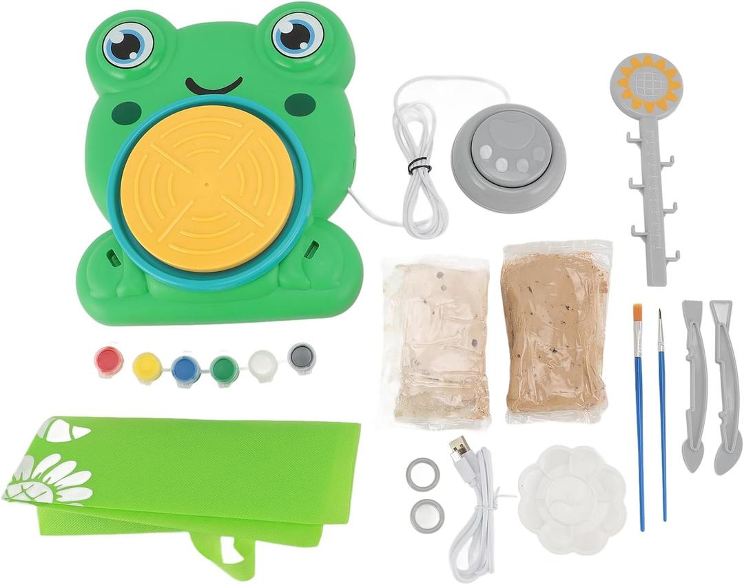 Miniature Pottery Wheel Kit, Electric Pottery Wheel for, Complete Clay Making Machine with 6 Colors, 2 Clay, Apron and Accessories, DIY Art Toy for Ages 6 12
