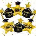 2 x 6Pcs Graduation Foil Balloons Include Black Grad Cap Balloon for Graduation Party Supplies, Grad Balloon Class of 2026, and College High School Graduations Party
