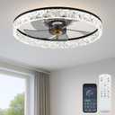 Fszdorj 20'' Ceiling Fan with Light and Remote,Balck Low profile Fandelier