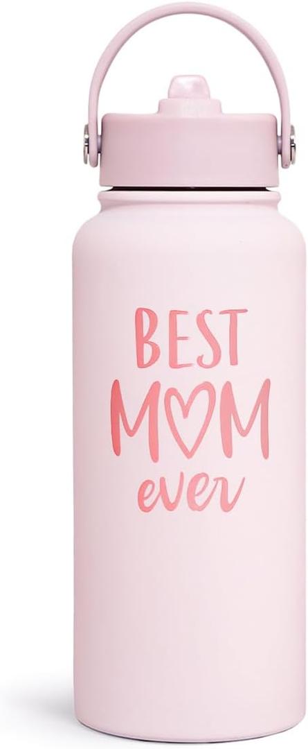 Mom Water Bottle, Best Mom Ever Bottles 32oz Stainless Steel Insulated with Lid, Gifts for Moms from Daughter Son, Gifts for Mother's Day Christmas Birthday