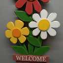 Glitzhome 30 Inch Welcome Sign for Front Door Porch Standing, Outdoor Decor with Wooden Trio Flowers, Yard Sign for Patio Front Door Outside