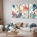 JASMIE 3 Pcs Boho Wild Flowers Canvas Wall Art