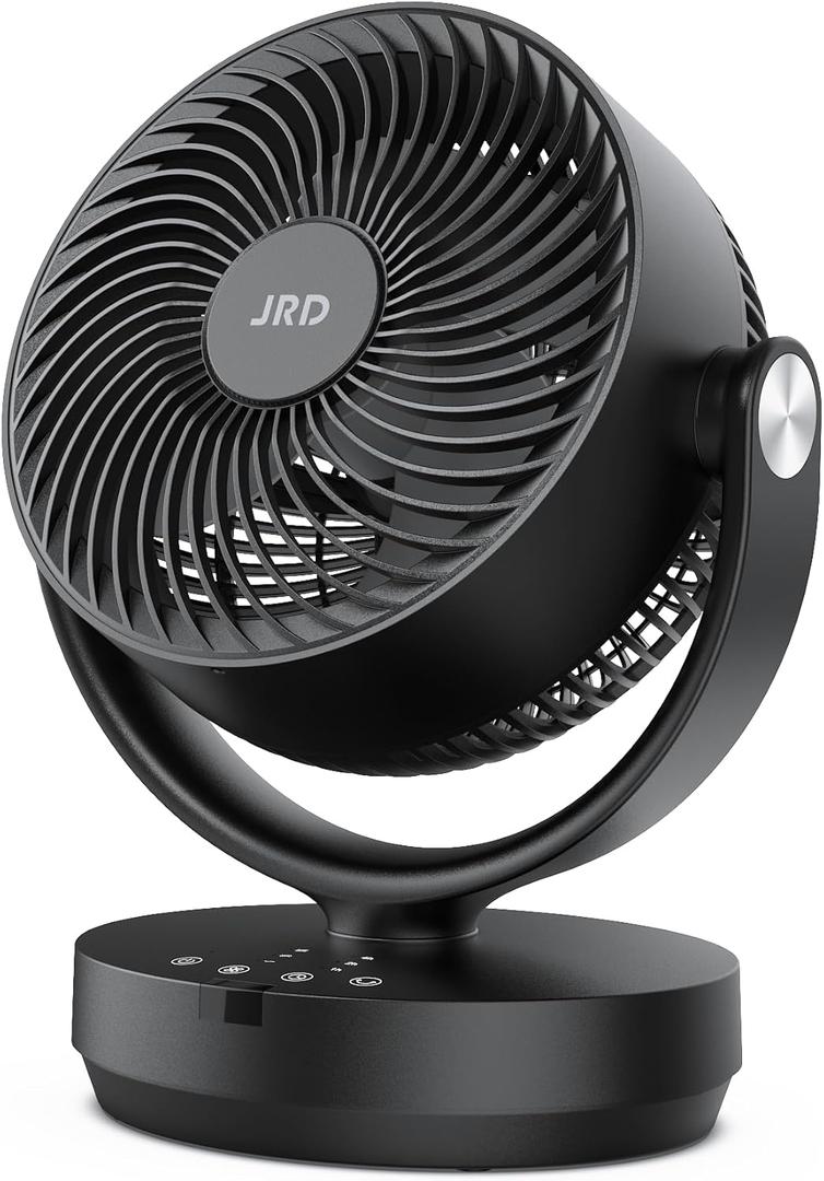 JRD Air Circulator Fan for Bedroom, 13Inch 28dB Quiet Table Fan with Remote, 90Oscillating Fan, 120 Adjustable Tilt, 3 Speeds, 7H Timer, Powerful Desk Fan for Whole Room Home Office (Black)