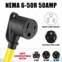 Tellegloww 25 Feet NEMA TT-30P to 6-50R Welder Adapter Extension Cord, 30Amp to 50Amp 3 Prong Generator RV to 3 Prong Welder Adapter, STW 10 AWG/3C, 250V 7500 Watt, ETL Listed