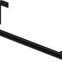 Cabinet Door Towel Bar - Single, Stainless Steel & Matte Black Over Cupboard Door Towel Holder (Black - 1 Pack)