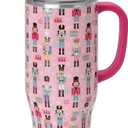Swig Life 40oz Mega Mug, 40 oz Tumbler with Handle and Straw, Cup Holder Friendly, Dishwasher Safe, Extra Large Insulated Tumbler, Stainless Steel (Pink Nutcracker)