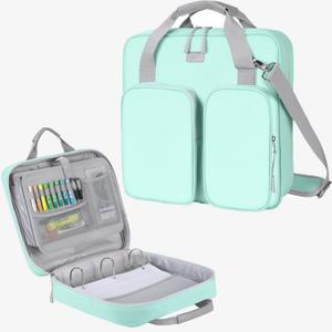 3 Inch 3 Ring Zipper Binder with Shoulder Strap & Handle & Multi-Pocket - 3" Binder with Zipper for School, Compatible with 13-Inch MacBook/Tablet -Patent Design Light Blue