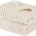 Bedsure ComfyFleece Waterproof Dog Blankets for Small Dogs - Soft Puppy Cat Blanket Corduroy Fleece Washable, Cozy Calming Reversible Furniture Protection for Pet Kitten Doggy,25"x35", Cream