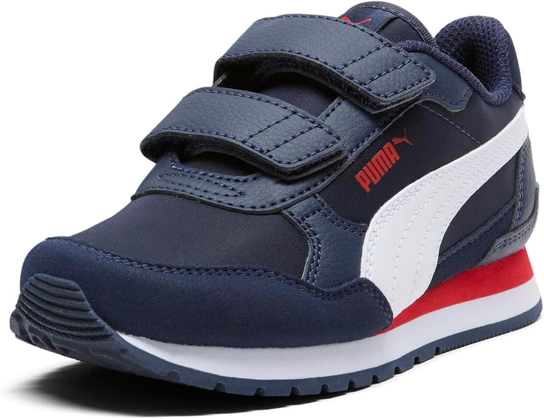 PUMA Kids ST Runner Hook and Loop Sneaker, Navy-White Nylon SS25, 7 US Unisex Toddler