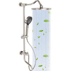 Rainshower Head with Handheld Spray, Retrofit Shower System with Solid Brass Connecter, High Pressure Shower Head with Adjustable Holder& Tub Spout, 60" Stainless Steel Hose, Brushed Nickel