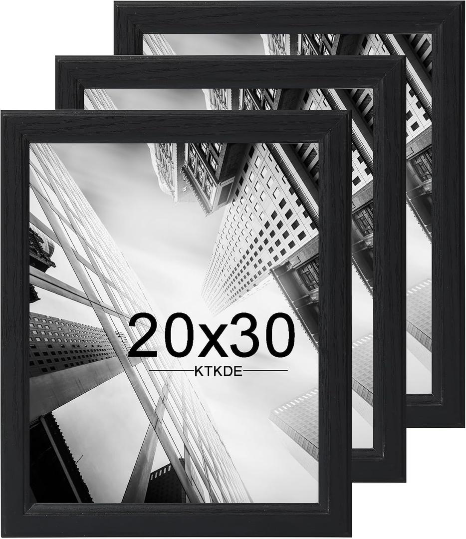 KTKDE Studio Gallery 20X30in Select picture Poster Frame Set of 3, black Wooden frames Display Poster, Posters & Art Prints for Artwork Wall Vertical or Horizontal Display best gift, 20X30in -3Pack