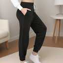 Women Baggy Sweatpants with Pockets Lounge Womens Pajama Pants Female Trouser (Black, M)