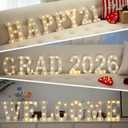 LED Marquee Letters, White 26 Alphabet Light Up Letters, Battery Powered LED Letter Lights for Birthday Party, Christmas Night, Home, Bar, Graduation, Wedding Decoration(U)