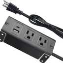 Recessed Power Strip with USB-C, Built-in Outlet Socket, Flat Plug Extension Cord, Dual Installation with Steel Brackets for Desk, Kitchen Island, Cabinet, Workbench (2AC USB-C)