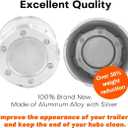 4Pcs 4.25 inch Wheel Center Caps Aluminum Push Through Trailer Caps Fit 4.25" Center Bore Truck RV SUV Wheels Rims, Silver Hub Covers, 4.69" Tall