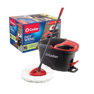 O-Cedar EasyWring Microfiber Spin Mop, Bucket Floor Cleaning System, Red, Gray, Standard