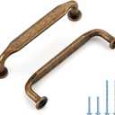 10 Pack 3-3/4 Inch Knurled Antique Brass Cabinet Handles Solid Zinc Alloy Pulls for Kitchen, Bathroom, Dresser & Closet Cabinets Hardware