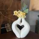 Modern Heart-Shaped Ceramic Vase for Flowers, White Decorative Couple Love Statue Design, Hugging Sculpture Coffee Table Home Decor (White)