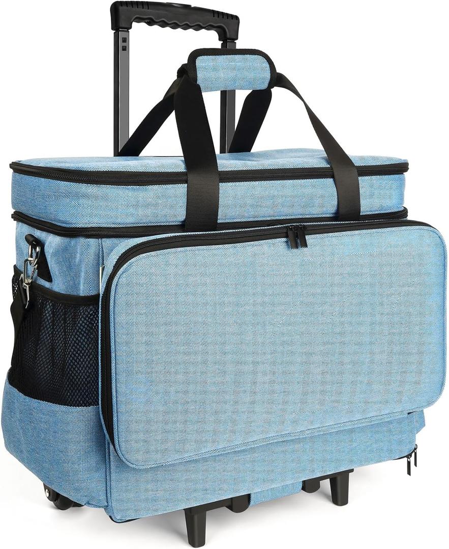 Sewing Machine Case with Wheels, Rolling Sewing Machine Tote for Carrying, Fits for Most Machines (XL: 18.1 x 9.1 x 13.5)