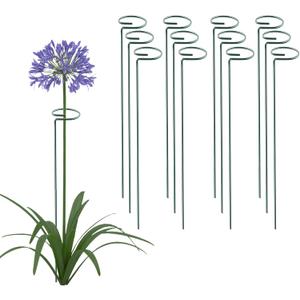 Thealyn 12 Pack 16 Inch Plant Support Stakes, Metal Single stemmed Flower Support HoopsGarden Plant Stakes Plant Prop for Amaryllis Orchid Lily Rose Peony Tomatoes Gladiolus