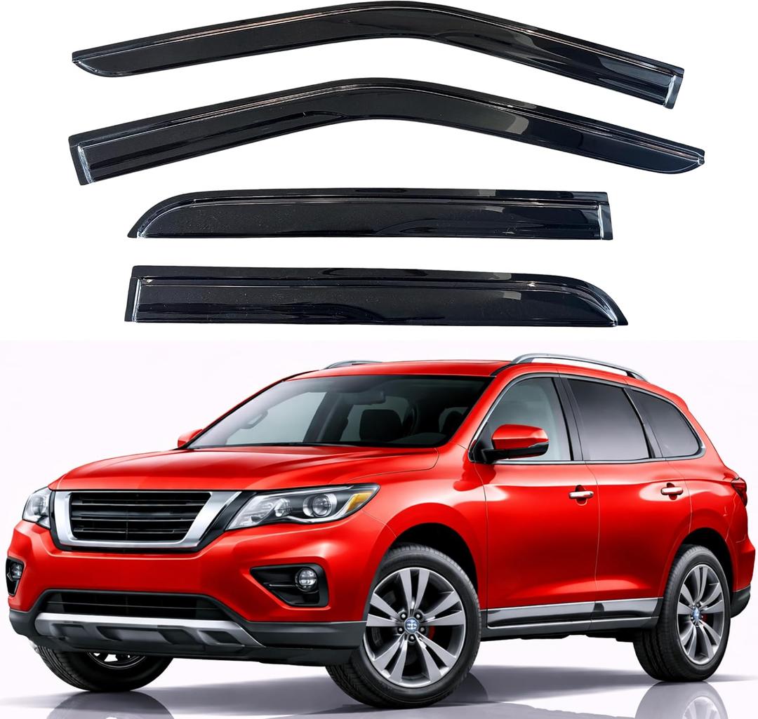 KPY Rain Guards Fit for 2013-2021 Nissan Pathfinder, Out-Channel Window Visors Vent Wind Deflectors 4PC, Car Accessories for 13-21 Pathfinder