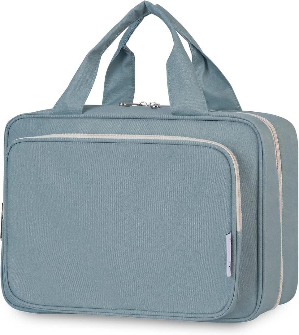 Narwey Hanging Toiletry Bag for Women Travel Makeup Bag Organizer Toiletries Bag for Travel Size Essentials Accessories Cosmetics (Greyish Blue (Medium))