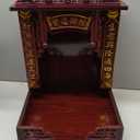 Wooden Buddha Display Cabinet Shelf for Home Feng Shui Decor, Tabletop or Wall Leaning Statue Holder with Pull-Out Tray, Chinese Style