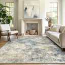 GENIMO Washable Area Rugs for Living Room, 10x12 Modern Non Slip Rugs, Low Pile Lightweight Soft Print Rug for Bedroom, Dining Room, Home Office, Blue Grey Beige