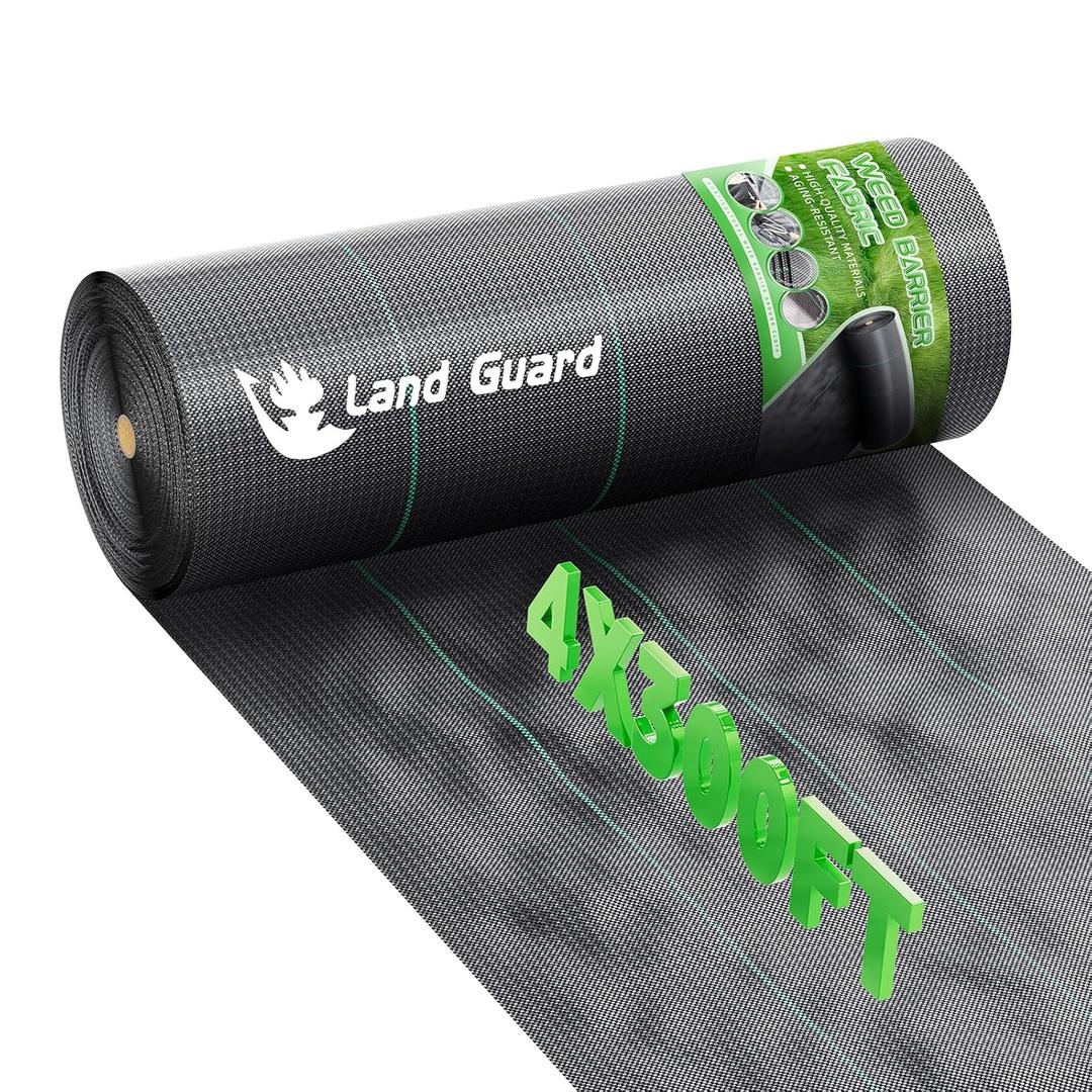 Land Guard 4ft x 300ft Weed Barrier Fabric Heavy Dusty, Ground Cover, Weed Mat, Woven Landscape Fabric for Garden, Lawn and Outdoor Project (black)
