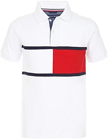 Tommy Hilfiger Boys' Short Sleeve Fashion Polo Shirt, Button Closure, Soft & Comfortable,S