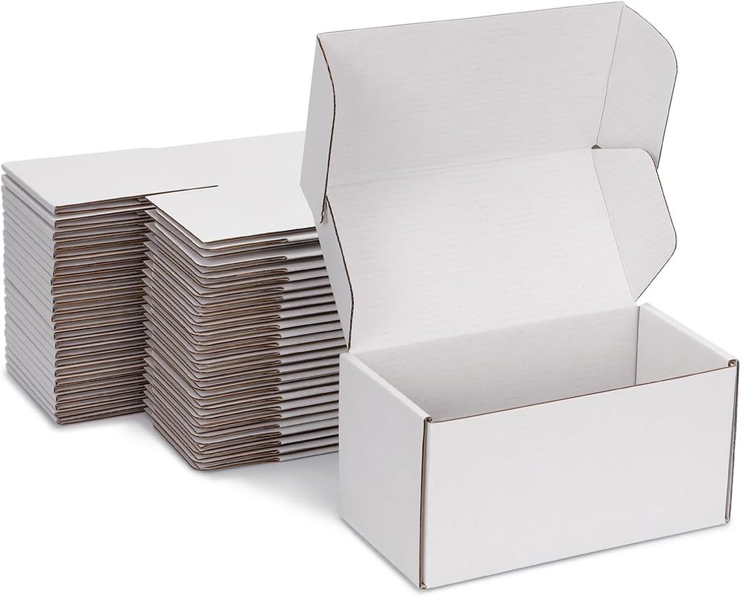 Small Shipping Boxes 8x4x4 Inch (25 Pack) - Sturdy White Corrugated Cardboard Boxes for Small Business, Ecommerce, Mailing & Packaging | Recyclable Gift & Storage Boxes