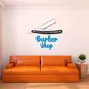 Boys Barbar Shop Cute Artist Wall Sticker Beautiful Straight Razor Art Removable - Size: 20 in(W) x 18 in(H) (Multi)