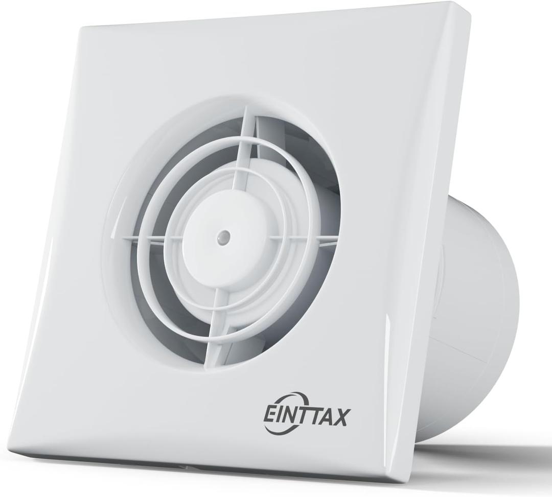 4 Inch Bathroom Exhaust Fan, 130m³/ h Quiet Ventilation Extractor with Check Valve, Wall/ Window Mount Bathroom Exhaust Fan for Kitchen, Garage, Office, Shop, 12W, 34 dB, White