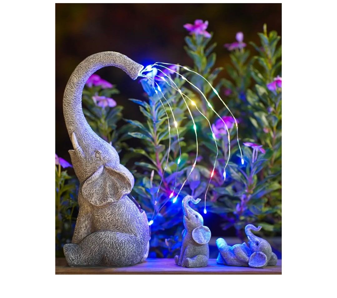 Qeeman Solar Elephant Statues for Garden Decor: Outdoor Sculptures for Lawn Ornaments - Porch Patio Balcony Front Yard Christmas Birthday Gifts for Mom Grandma Women