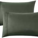 Bedsure Queen Pillow Cases Set of 2 - Olive Green Microfiber Pillowcase 2 Pack, Super Soft and Cozy Pillowcase, Double Brushed Pillow Case Covers with Envelope Closure, 20x30 Inches